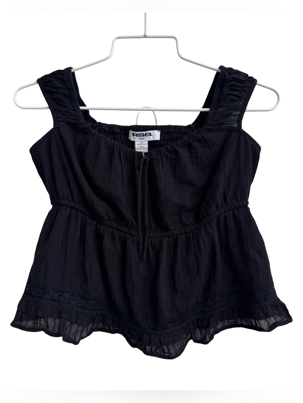 RSQ Girls Black Peplum Babydoll Top Size Large